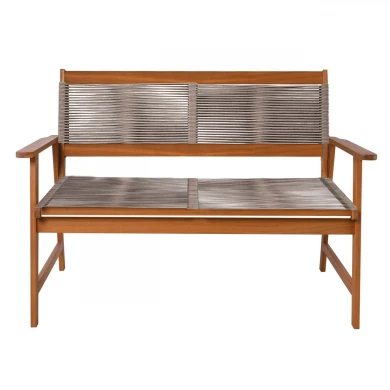 SPRING Living 2-Seat Bench Acacia Natural, Rope Wicker Beige