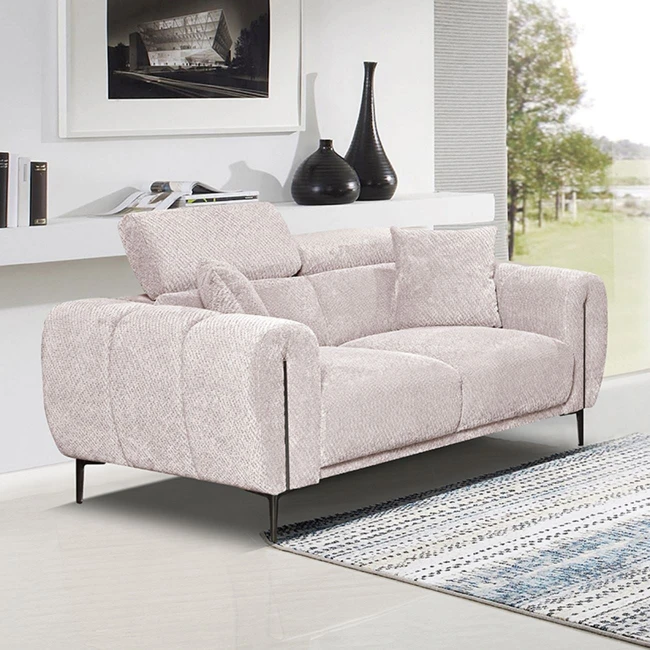 SEVILLE 2-Seater Sofa Teddy Beige Fabric