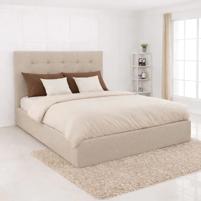 DOLCE Gas Lift Bed (for Mattress 160x200cm) Beige Fabric
