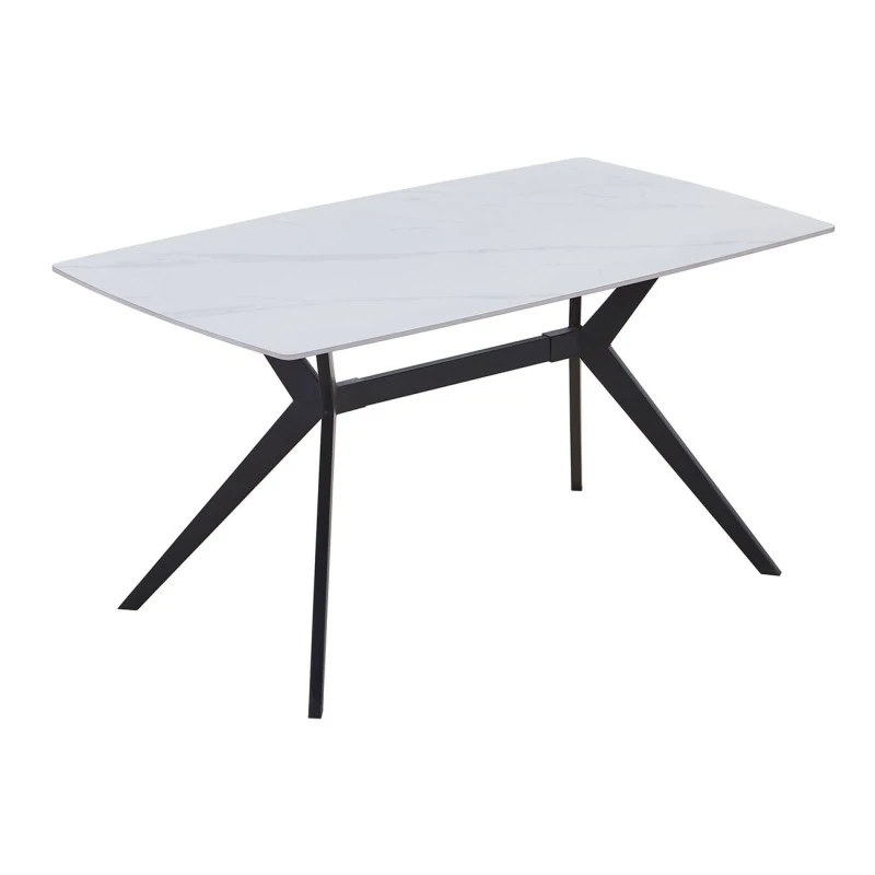 GALI Dining Table 140x80cm Metal Black/Sintered Stone White Marble