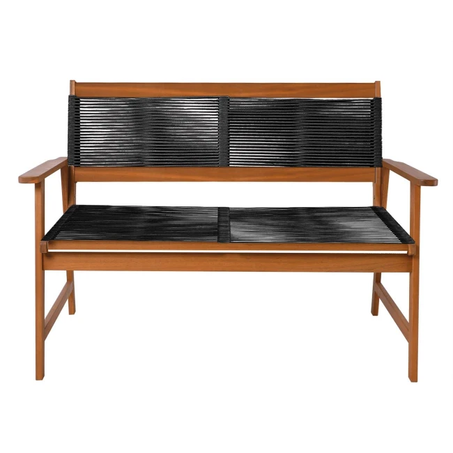 SPRING Living 2-Seat Bench Acacia Natural, Rope Wicker Black