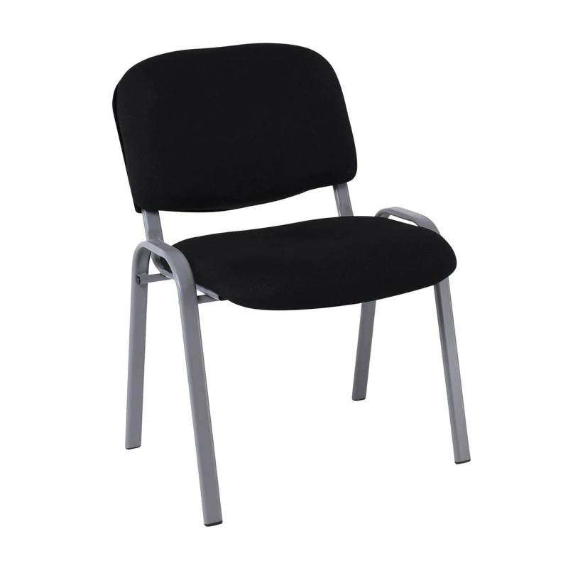 SIGMA Stacking Chair Silver Frame/Black Fabric