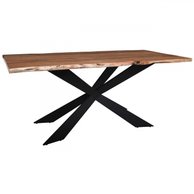 LIZARD-WT Dining Table 160x90x78 Acacia Natural Finish (Black Paint)