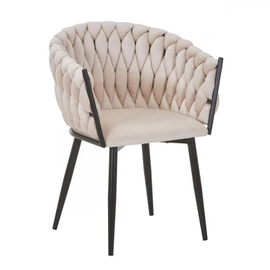 VERDI Armchair Metal Black/Fabric Velure Beige