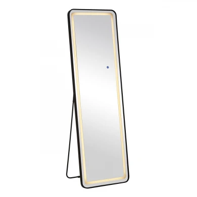 LED-7 Καθρέπτης Τοίχου-Δαπέδου Φωτιζόμενος, Αλουμίνιο Μαύρο, Αφής με 3 επιλογές φωτισμού 50x32x160cm