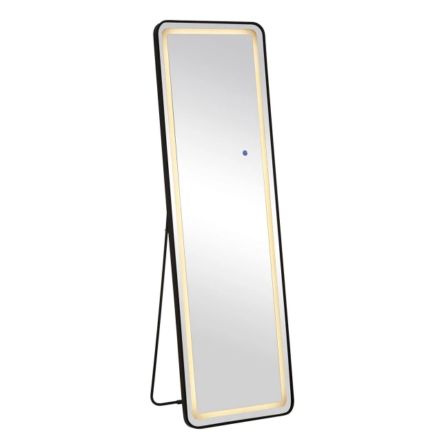 LED-7 Καθρέπτης Τοίχου-Δαπέδου Φωτιζόμενος, Αλουμίνιο Μαύρο, Αφής με 3 επιλογές φωτισμού 50x32x160cm
