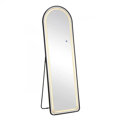 LED-8 Καθρέπτης Τοίχου-Δαπέδου Φωτιζόμενος, Αλουμίνιο Μαύρο, Αφής με 3 επιλογές φωτισμού 50x32x160cm