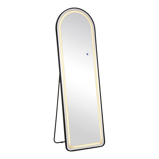 LED-8 Καθρέπτης Τοίχου-Δαπέδου Φωτιζόμενος, Αλουμίνιο Μαύρο, Αφής με 3 επιλογές φωτισμού 50x32x160cm