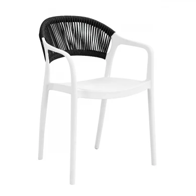 DONNA Armchair-Pro PP-UV White/Rope Wicker Black