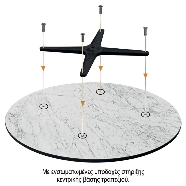 HPL Table Top D.80cm/12mm Black Marble (UV)