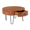 KARIM-W Coffee Table d.70x42 (1-Drawer) Acacia Natural Finish (Black Paint)