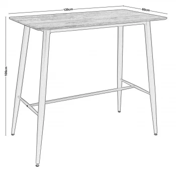 LAVIDA Bar Table 120x60 Metal Black, Antique Oak
