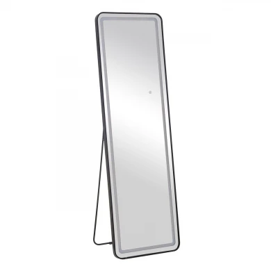 LED-7 Καθρέπτης Τοίχου-Δαπέδου Φωτιζόμενος, Αλουμίνιο Μαύρο, Αφής με 3 επιλογές φωτισμού 50x32x160cm