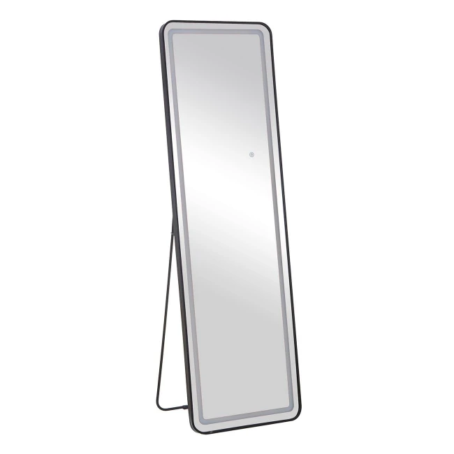 LED-7 Καθρέπτης Τοίχου-Δαπέδου Φωτιζόμενος, Αλουμίνιο Μαύρο, Αφής με 3 επιλογές φωτισμού 50x32x160cm