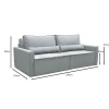 LIDRA Καναπές – Κρεβάτι 3Θέσιος, Ύφασμα Γκρι Sofa:220x110x90 Bed:137x196cm