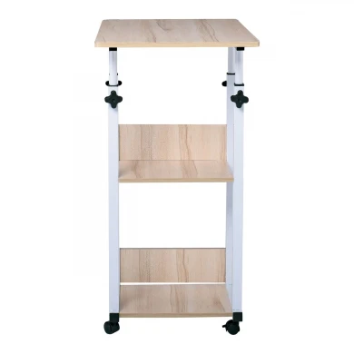 LIFT Side Table 60x40x68/85cm Steel White/Maple