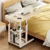 LIFT Side Table 60x40x68/85cm Steel White/Maple