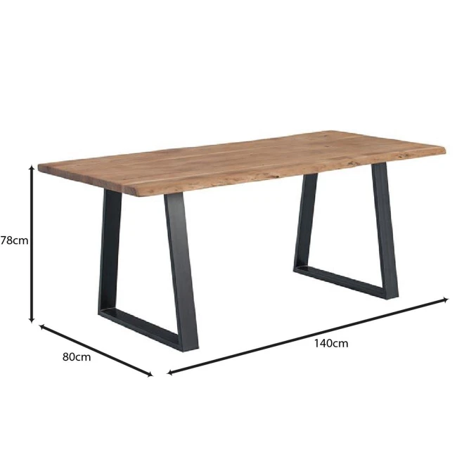 LIZARD-W Dining Table 140x80x78 Acacia Natural Finish (Black Paint)