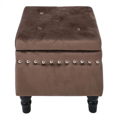 Loko stool with storage space and velure fabric in brown - black 37x37x40cm.