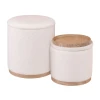 MATIC Set-2 Storage Stool-Side Table Teddy Cream Fabric