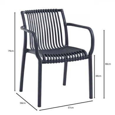 MODENA Stackable Armchair PP-UV Anthracite