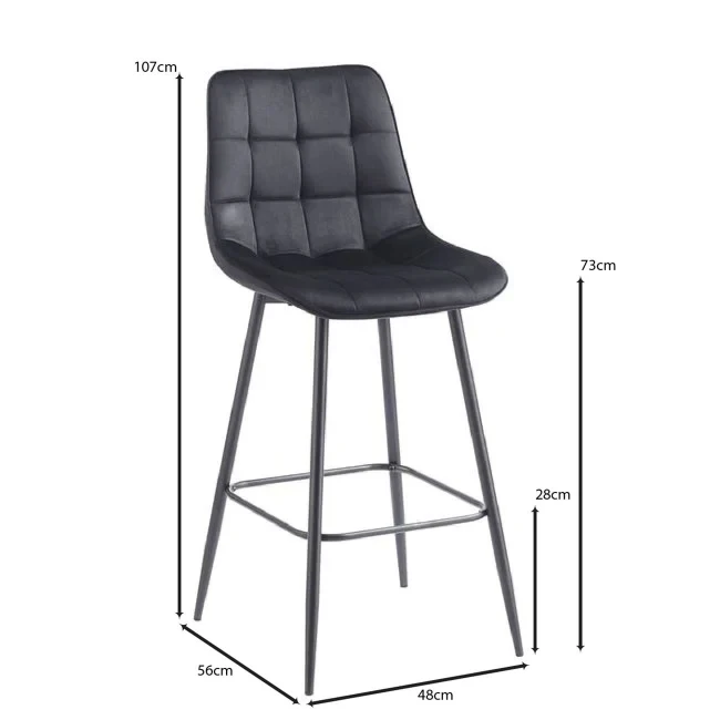 MYRIAM Bar Stool Metal Black/Fabric Velure Black