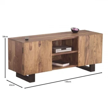 NELSON TV Board 130x43x55 Acacia Natural Finish (Black Paint)