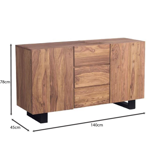 NELSON Buffet 140x45x78 Acacia Natural Finish (Black Paint)