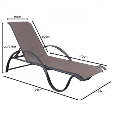 NEXT ALU Lounger Anthracite/Textilene Cappuccino