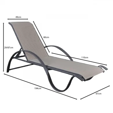 NEXT ALU Lounger Anthracite/Textilene Grey