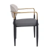 OLIVE Armchair Metal Black-Gold/Pu Light Grey-Dark Grey