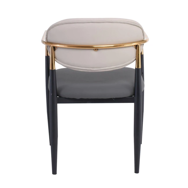 OLIVE Armchair Metal Black-Gold/Pu Light Grey-Dark Grey