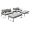 ORBEA Set Alu (Sofa+2 Benches+Coffee Table) White/Cushions Beige