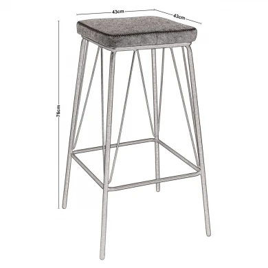 PANTON Bar Stool Black Metal/Pu Vintage Brown