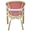 VEGERA Πολυθρόνα Dining Αλουμίνιο Φυσικό, Wicker Άσπρο - Κόκκινο, Στοιβαζόμενη