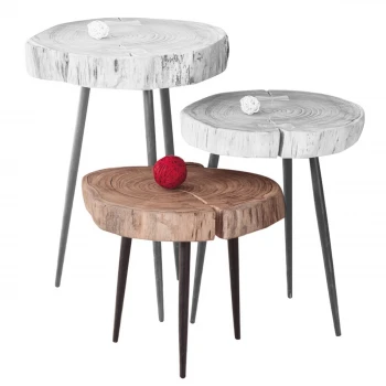 PATEL Side Table +/-33x32 H.30 Acacia Natural Finish (Black Paint)