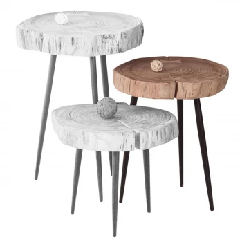 PATEL Side Table +/-34x33 H.40 Acacia Natural Finish (Black Paint)