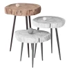 PATEL Side Table +/-35x39 H.54 Acacia Natural Finish (Black Paint)