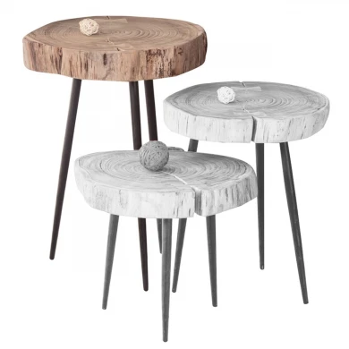 PATEL Side Table +/-35x39 H.54 Acacia Natural Finish (Black Paint)