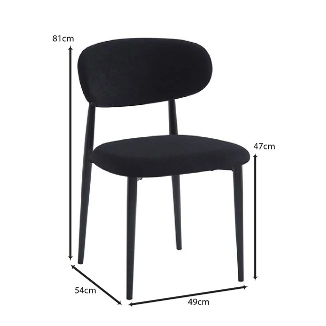 POINT Chair Black Metal, Teddy Black Fabric