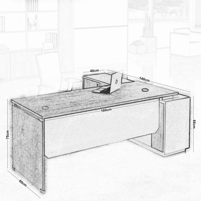 PROJECT Desk (LEFT) 160x140x75cm Sonoma/Grey