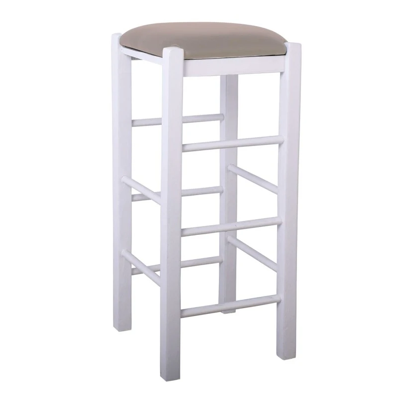 TAVERNA Bar Stool Beech Impregnation Lacquer White/Pu Cappuccino