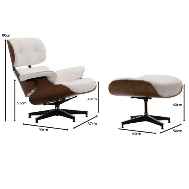 RELAX Armchair With Footrest Stool White Pu