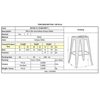 RELIX Bar Stool Steel Antique White