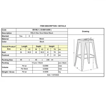 RELIX Bar Stool Steel Black