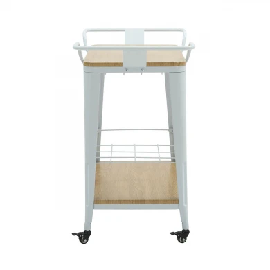 RELIX Trolley Bar-Pro Μέταλλο Βαφή Άσπρο, MDF Απόχρωση Φυσικό 86x51x86cm