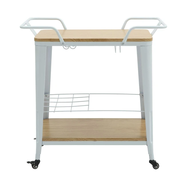 RELIX Trolley Bar-Pro Μέταλλο Βαφή Άσπρο, MDF Απόχρωση Φυσικό 86x51x86cm