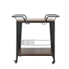 RELIX Trolley Bar-Pro Μέταλλο Βαφή Μαύρο, MDF Απόχρωση Καρυδί 86x51x86cm