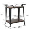 RELIX Trolley Bar-Pro Μέταλλο Βαφή Μαύρο, MDF Απόχρωση Καρυδί 86x51x86cm