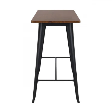 RELIX Wood Dark Oak Τραπέζι Bar-Pro, Μέταλλο Βαφή Μαύρο 120x60x102cm